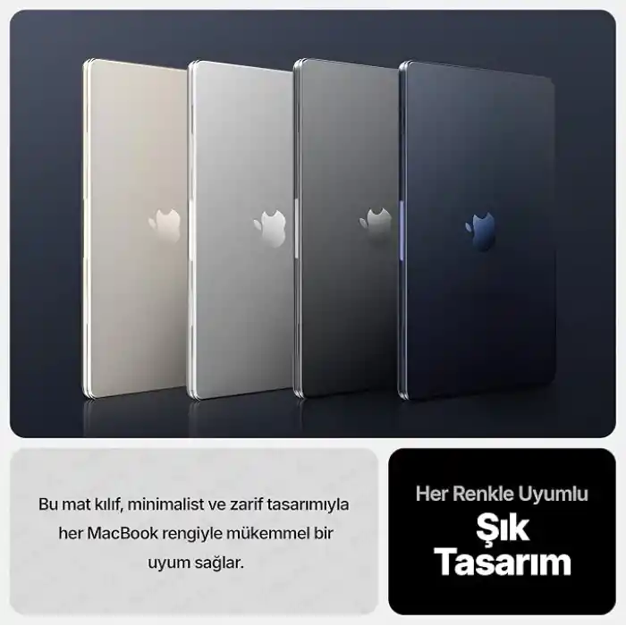 Minesk MacBook Air 13,6 ile Uyumlu M5 (A3449) M4 (A3240) M3 (A3113) M2 (A2681) Polikarbonat Sert Koruyucu Çizilme ve Darbe Önleyici Kılıf (Mat-Uzay Gri, 13.6 inç 2022-2023-2024-2025-2026)