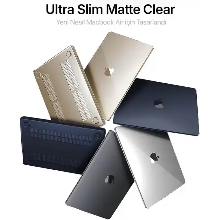 Minesk MacBook Air 13,6 ile Uyumlu M5 (A3449) M4 (A3240) M3 (A3113) M2 (A2681) Polikarbonat Sert Koruyucu Çizilme ve Darbe Önleyici Kılıf (Mat-Uzay Gri, 13.6 inç 2022-2023-2024-2025-2026)