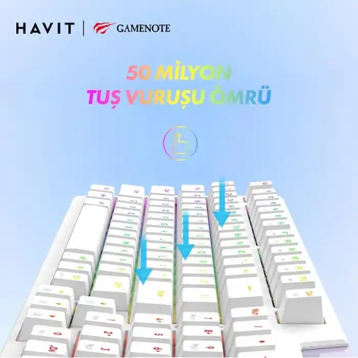 Havit Gamenote KB885L RGB Backlit Gaming Mekanik Klavye Beyaz