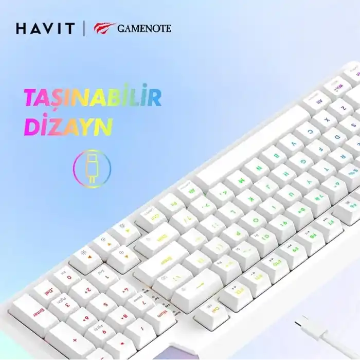 Havit Gamenote KB885L RGB Backlit Gaming Mekanik Klavye Beyaz