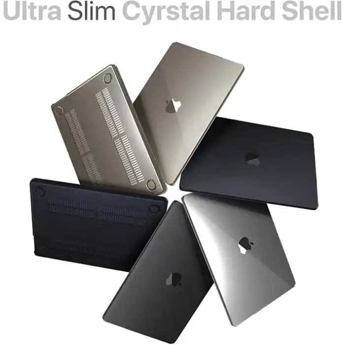 Minesk MacBook Air 15,3 ile Uyumlu M5 (A3448) M4 (A3241) M3 (A3114) M2 (A2941) Polikarbonat Sert Koruyucu Çizilme ve Darbe Önleyici Kılıf (Siyah Şeffaf, 15 inç 2023-2026)