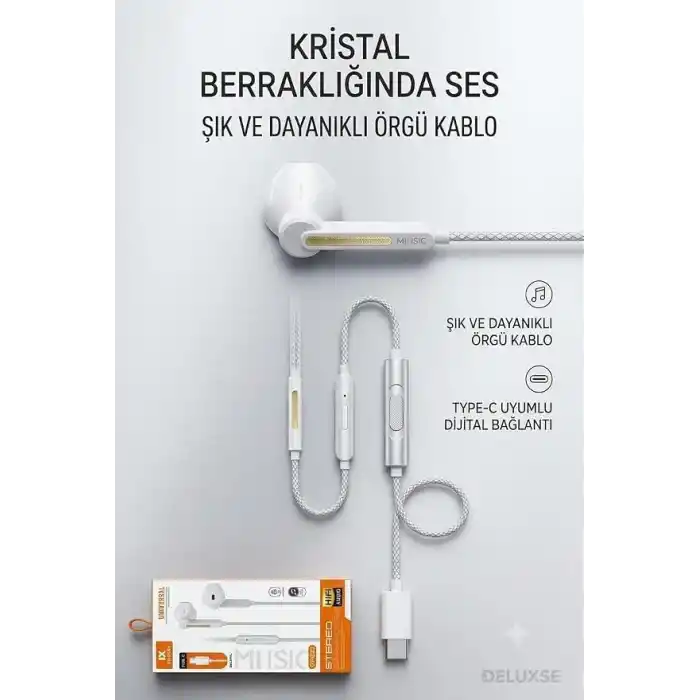 C22 TYPE C KABLOLU MİKROFONLU KULKALIK (Siyah, Kulak içi)