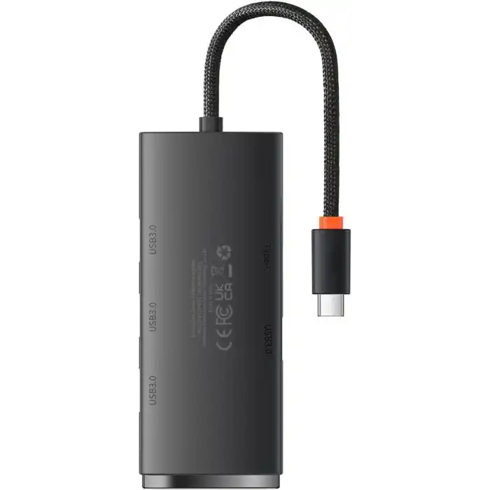Baseus Lite 4in1 Multifonksiyonel Type-C Hub Dock Station Siyah