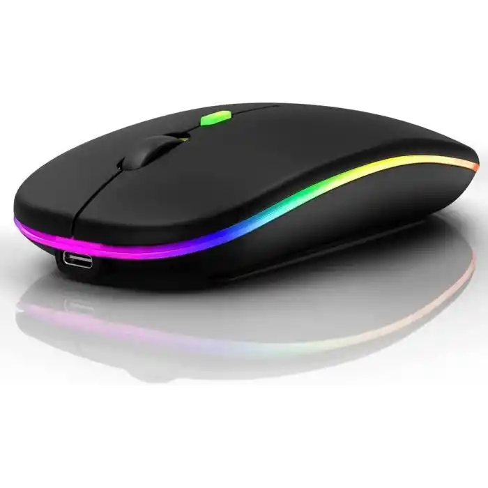 Şarj Edilebilir Tüm Cihazlara Uyumlu Sessiz Hızlı 2,4+5.0 Kablosuz Mouse (Siyah)