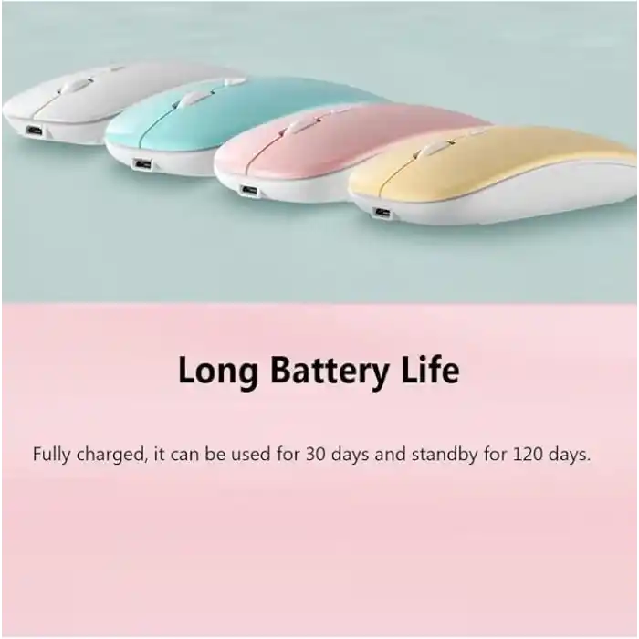 Şarj Edilebilir Tüm Cihazlara Uyumlu Sessiz Hızlı 2,4+5.0 Kablosuz Mouse (Siyah)