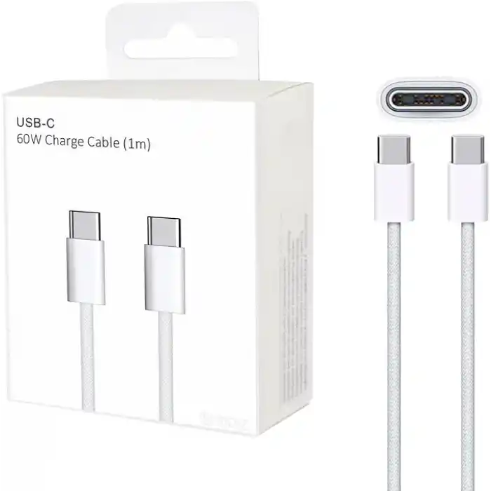 USB-C to USB-C Hızlı Şarj Kablosu Type-C 60W PD, 1m Örgülü Şarj Kablosu; iPhone 15 16 17 Pro Max, Samsung S24 S23 Ultra, iPad Pro ve USB-C Cihazlarla Uyumlu - Bydiz