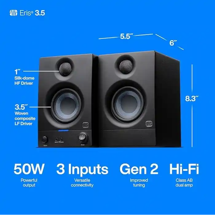 Presonus Eris 3.5 (2. Nesil) | 3.5 Medya Referans Monitör, 50 Watt