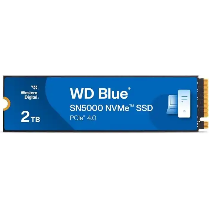 Western Digital Blue SN5000 NVMe SSD M.2 2280 2 TB (5.000 MB/snye kadar okuma 4.000 MB/snye kadar yazma) - WDS200T4B0E