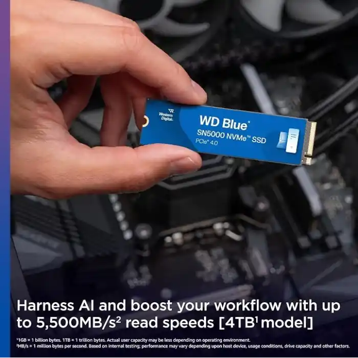 Western Digital Blue SN5000 NVMe SSD M.2 2280 2 TB (5.000 MB/snye kadar okuma 4.000 MB/snye kadar yazma) - WDS200T4B0E