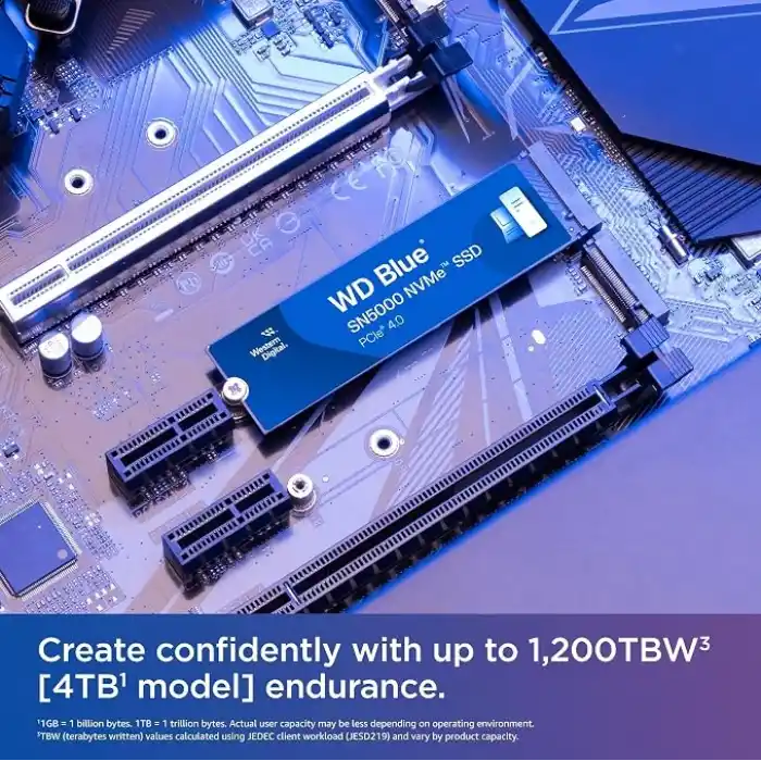 Western Digital Blue SN5000 NVMe SSD M.2 2280 2 TB (5.000 MB/snye kadar okuma 4.000 MB/snye kadar yazma) - WDS200T4B0E