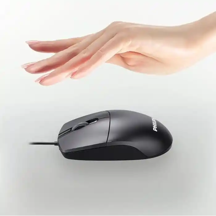 Philips SPK7247 USB Kablolu Optik Mouse - 1.8 Metre Ekstra Uzun Kablo, 1200 DPI Hassasiyet, Ergonomik Ofis ve Ev Tasarımı, Tak-Çalıştır, Siyah
