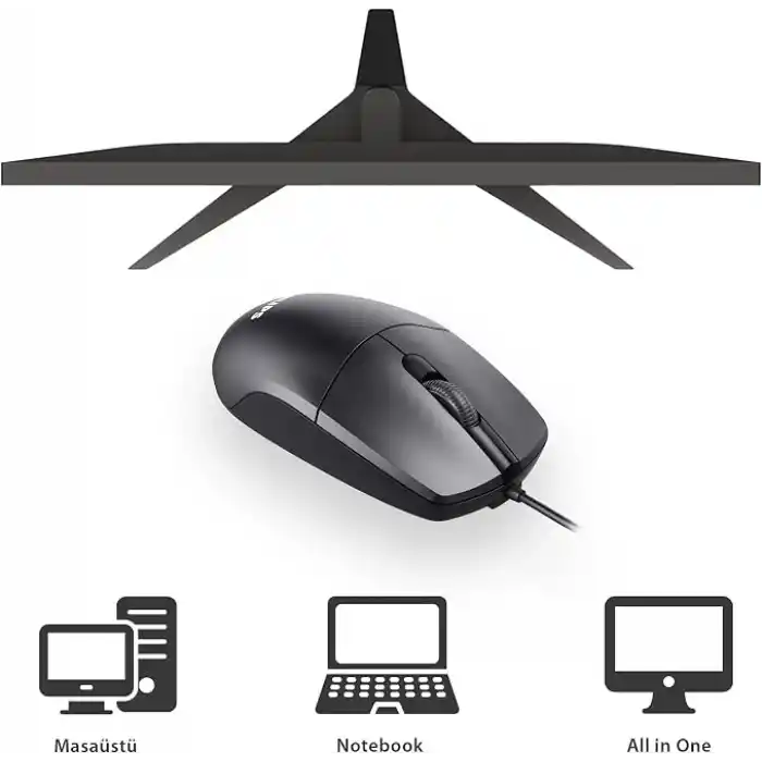 Philips SPK7247 USB Kablolu Optik Mouse - 1.8 Metre Ekstra Uzun Kablo, 1200 DPI Hassasiyet, Ergonomik Ofis ve Ev Tasarımı, Tak-Çalıştır, Siyah
