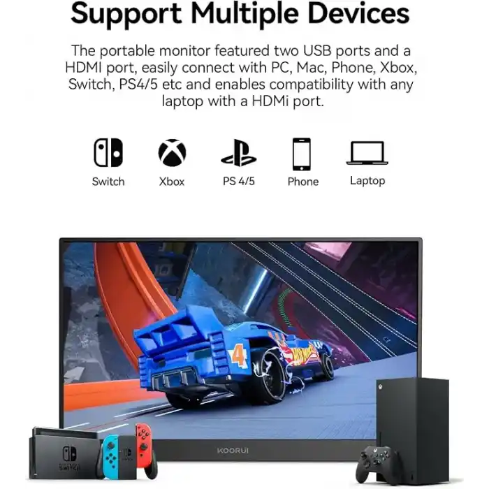 Koorui 15.6 E1511A 60Hz IPS FHD Type-C Taşınabilir Monitör