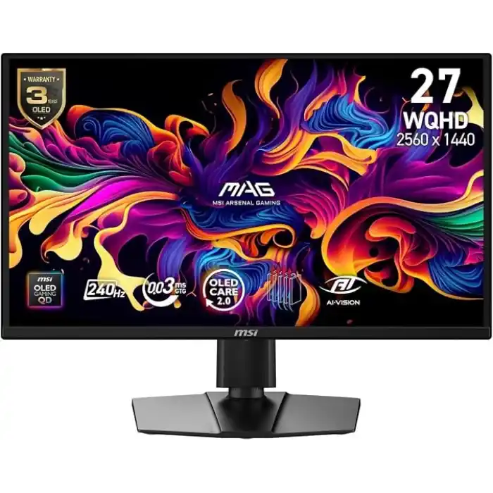 MSI 26.5 MAG 272QP QD-OLED X24, Gaming Monitör, WQHD, 16:9, Flat, QD-OLED, 240Hz 0.03ms (GtG), FreeSync Premium, Pivot
