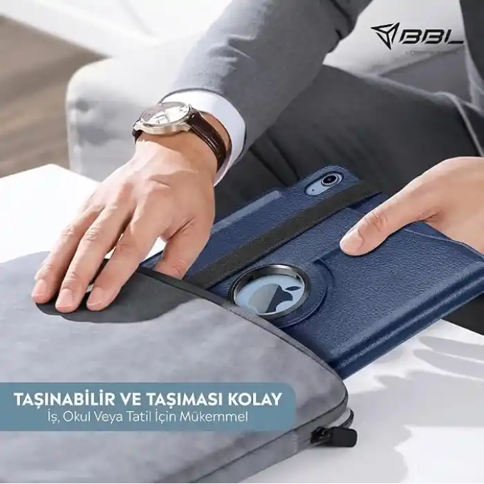 Apple iPad Yatay ve Dikey Standlı 360 Derece Döner Tablet Kılıfı (iPad 10.Nesil 10.9/iPad A16 Lacivert)