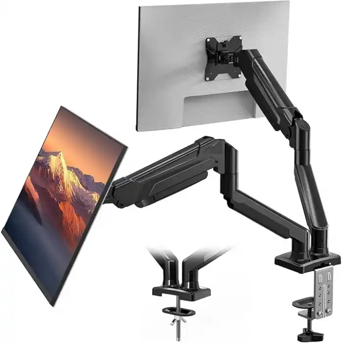 BONTEC 15-32 İnç Çiftli Gazlı Amortisörlü Monitör Kolu, Her Kol 9 kg’a Kadar, VESA 75x75/100x100