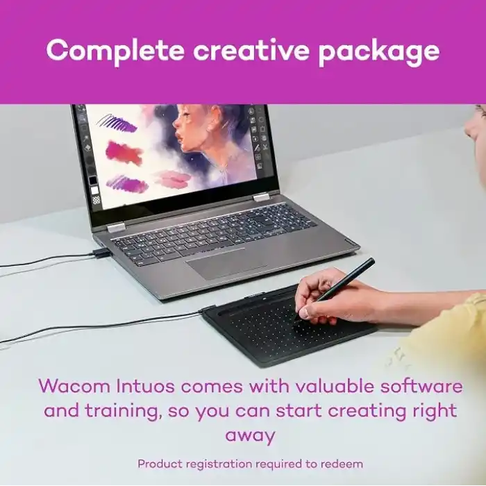 Wacom Intuos CTL4100 çizim tableti Mac, PC, Chromebook ve Android için, küçük, yazılım dahil, siyah