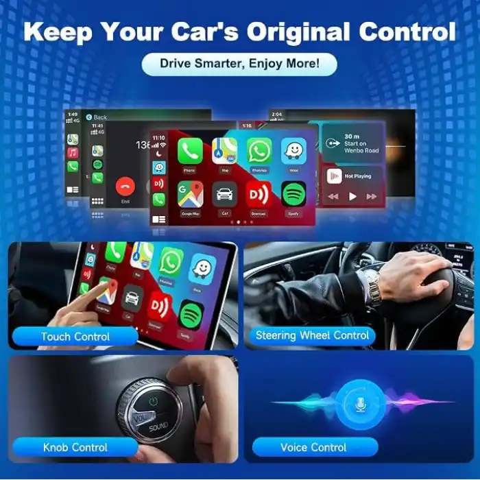 Carlinkit Kablosuz CarPlay ve Android Otomatik Adaptör - Mini Ultra 3 iPhone ve Android 11+, USB-A/Tip-C Tak ve Çalıştır, Hızlı Bağlantı, Çevrimiçi Yükseltme için Kablosuz Donglea OEM Kablolu