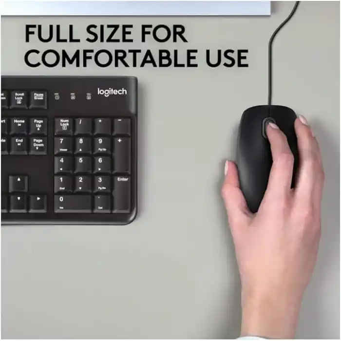 Logitech B110 kablolu USB fare, sessiz tuşlar, tam boyutlu konforlu tasarım, iki elle kullanılabilir PC/Mac/Laptop - Gri