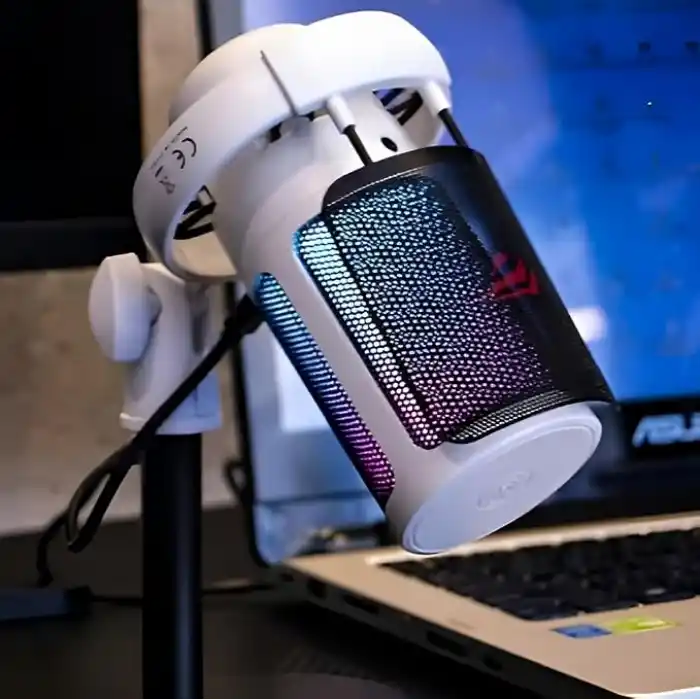 Havit Gamenote GK50 RGB Yayıncı Mikrofon - 24bit/192kHz - Kardioid - Gürültü Engelleme - Type-C + 3.5mm - Beyaz