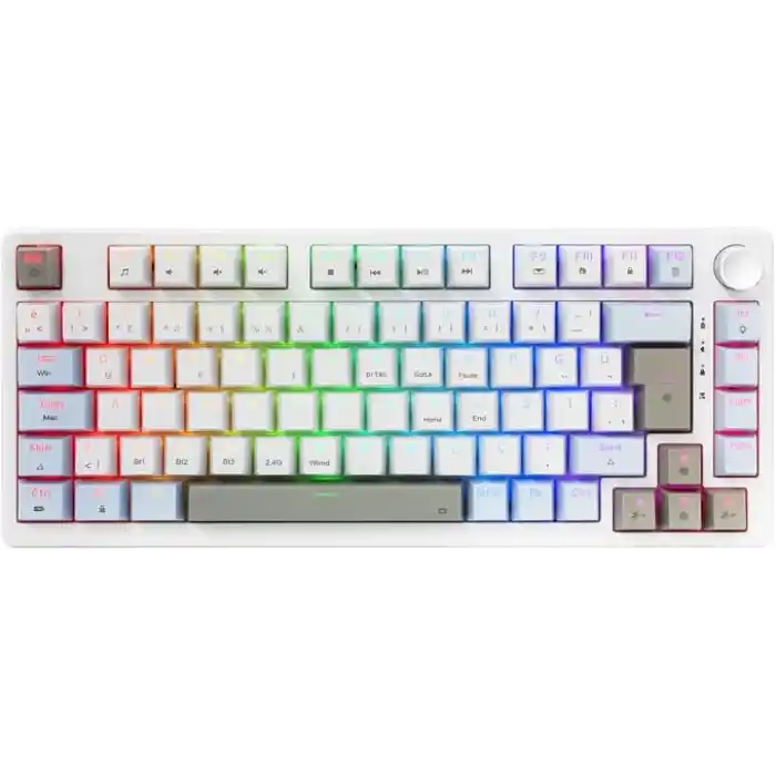 Gravion VEXOR RGB Mekanik Gaming Oyuncu Klavyesi 82 Tuş | 3 Mod (Bluetooth + 2.4G + Kablolu) | Huano Brown Kahverengi Switch Linear | 2000mAh Batarya | Anti-Ghosting Kompakt%75 Hot Swap
