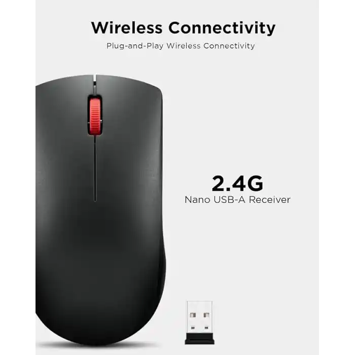 Lenovo Kablosuz Fare (WL150) - 2.4G Nano USB-A Çok Yönlü Ergonomik Fare - 3 Milyon Tıklama, 1.000 DPI - Taşınabilir Kompakt Kablosuz Tasarım - Bilgisayar ve Dizüstü Bilgisayar Aksesuarları