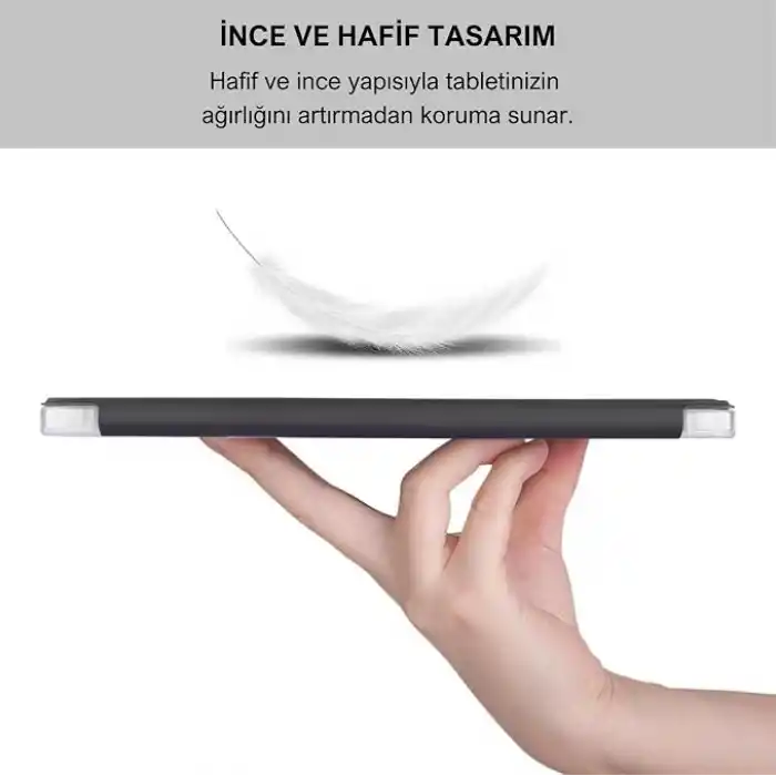 Klasse Apple iPad Air 5 / Air 4 10.9 inç Uyumlu Smart Kılıf, Apple Pencil Kalemlikli, Trifold, Esnek, Mat, Darbeye Tam Dayanıklı Tablet Kılıfı (Siyah)