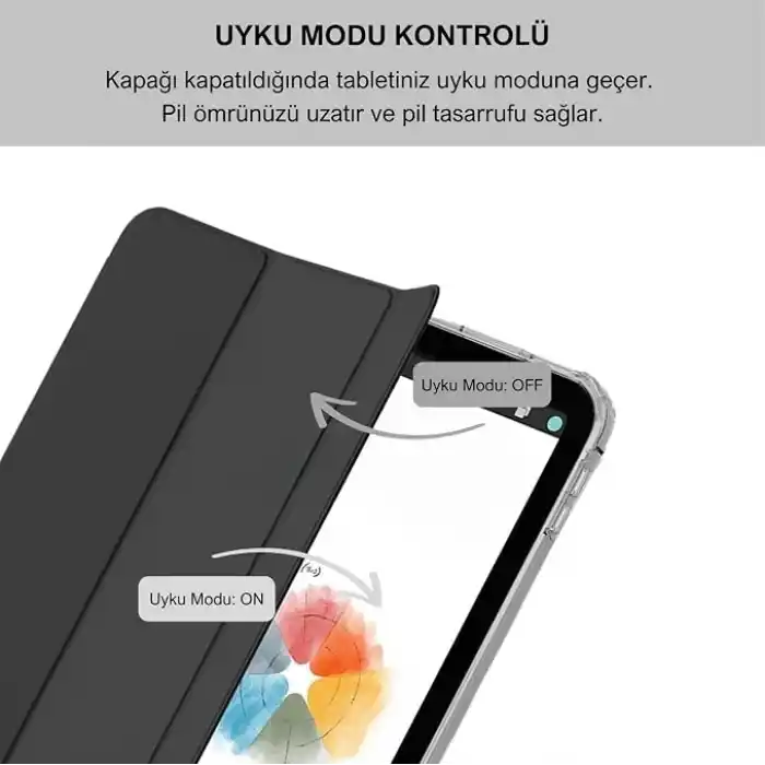 Klasse Apple iPad Air 5 / Air 4 10.9 inç Uyumlu Smart Kılıf, Apple Pencil Kalemlikli, Trifold, Esnek, Mat, Darbeye Tam Dayanıklı Tablet Kılıfı (Siyah)