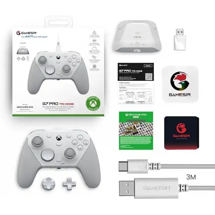 GameSir G7 Pro Wired Controller for Xbox Series X|S, Xbox One, Wireless Gamepad for PC&Android with TMR Sticks, Hall Effect Analog Triggers, 1000Hz Polling Rate, 3.5mm Audio Jack - White