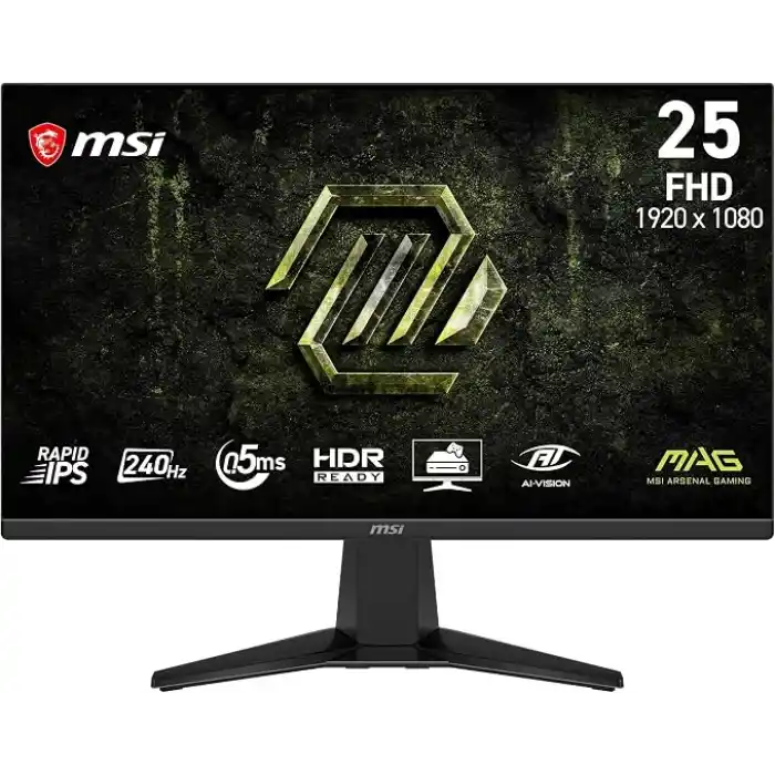 MSI 24.5 MAG 255F X24, Gaming Monitör, FHD, 16:9, Flat, Rapid IPS, 240Hz, 0.5ms (GtG Min.), Adaptive-Sync