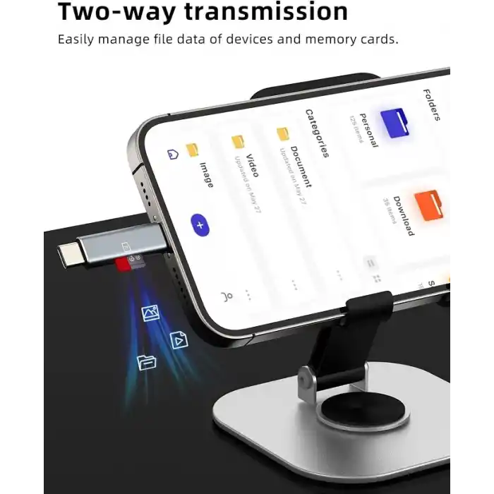 USB C yıldırım mikro SD kart okuyucu (2in1) iPhone16 15 14 Pro Apple adaptörü için dijital kamera TF bellek fotoğraf depolama transferi iPad için uyumlu Samsung C tipi kompakt aksesuarlar Android