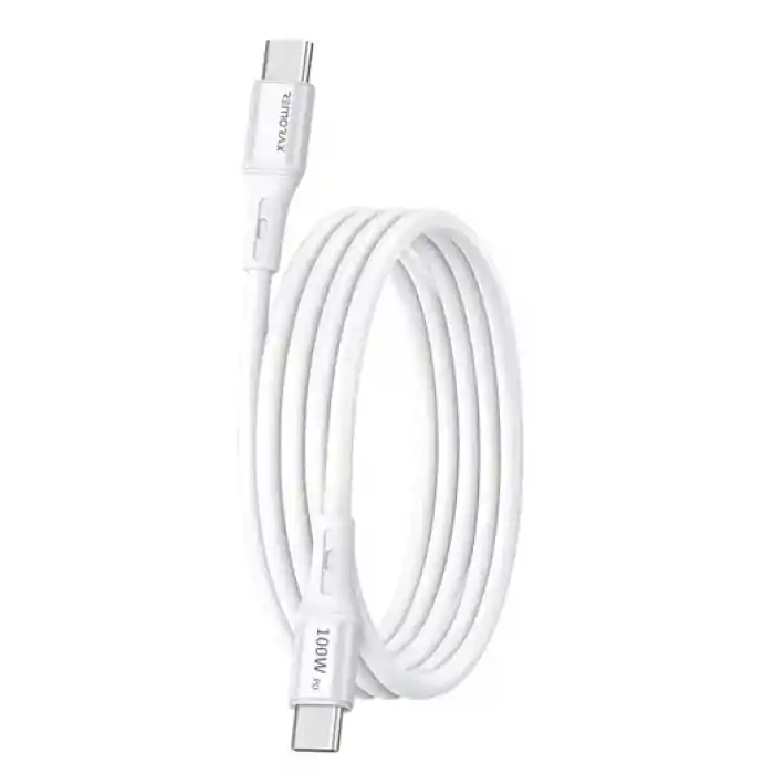 Type C-C, 2Metre, 100WATT PD Hızlı Şarj Kablosu, REMORAX Wahoo (1Ad x 2Metre Beyaz)