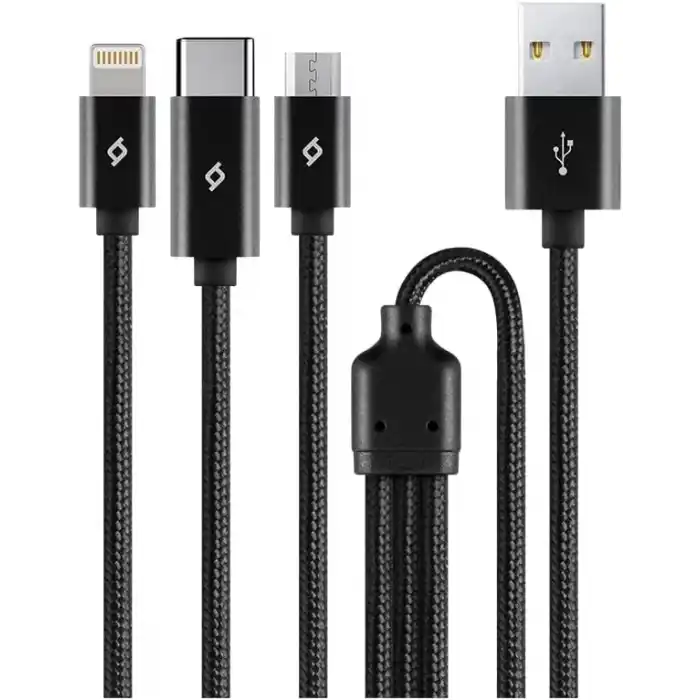 ttec AlumiCable Trio Şarj Kablosu 1mt. Type-C, Lightning, Micro USB