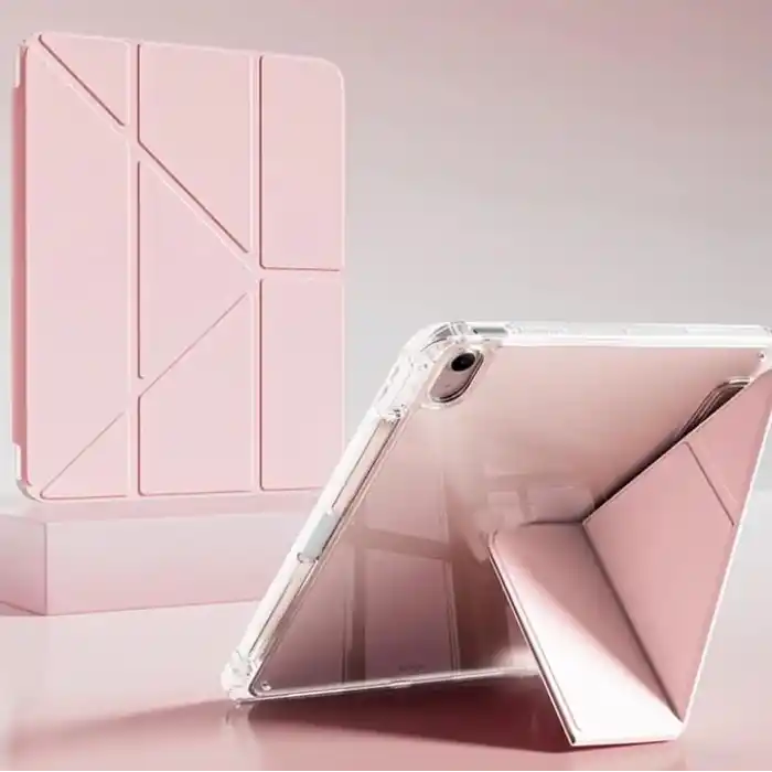 Coverzone iPad 11.Nesil A16 11inç/10.Nesil 10.9inç ile uyumlu Kalem Koyma Bölmeli Ultra Koruma Antişok Yatay Dikey Şekillerde Stand seçeneği Uyku Modlu New Attractive HX99 Smart Cover Kılıf Pembe