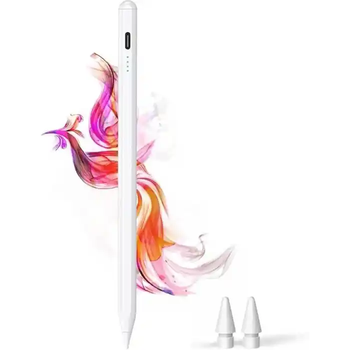iPad(2018-2026) için Stylus Tablet Kalem 2018 Sonrası Tüm iPad Modellerinine Uyumlu Eğim Sensörlü Avuç İçi Reddi Aktif Stylus Kalem (Beyaz)