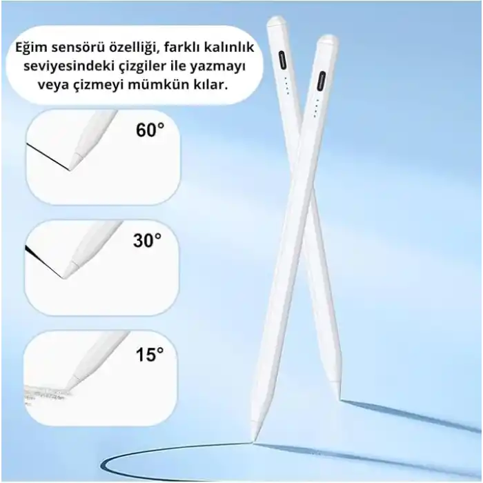 iPad(2018-2026) için Stylus Tablet Kalem 2018 Sonrası Tüm iPad Modellerinine Uyumlu Eğim Sensörlü Avuç İçi Reddi Aktif Stylus Kalem (Beyaz)