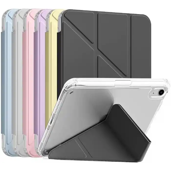 Coverzone iPad 11.Nesil A16 11inç/10.Nesil 10.9inç ile uyumlu Kalem Koyma Bölmeli Ultra Koruma Antişok Yatay Dikey Şekillerde Stand seçeneği Uyku Modlu New Attractive HX99 Smart Cover Kılıf Pembe