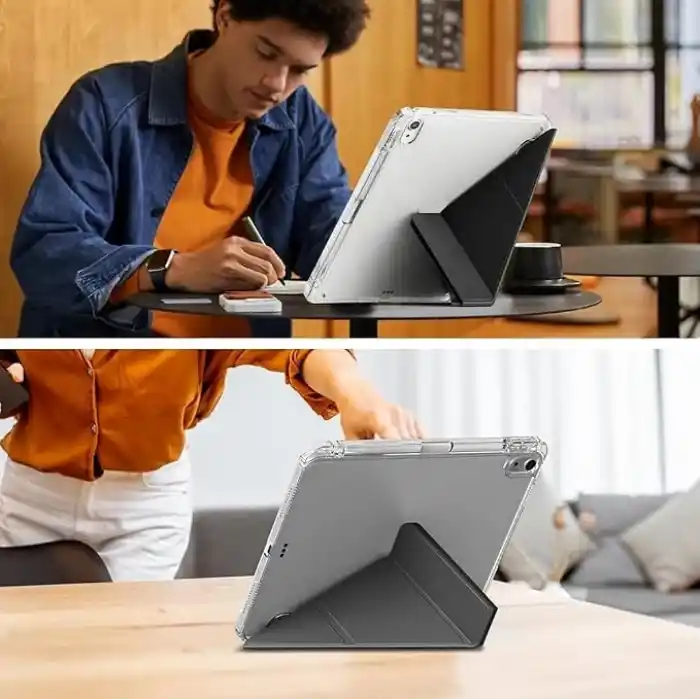Coverzone iPad 11.Nesil A16 11inç/10.Nesil 10.9inç ile uyumlu Kalem Koyma Bölmeli Ultra Koruma Antişok Yatay Dikey Şekillerde Stand seçeneği Uyku Modlu New Attractive HX99 Smart Cover Kılıf Pembe