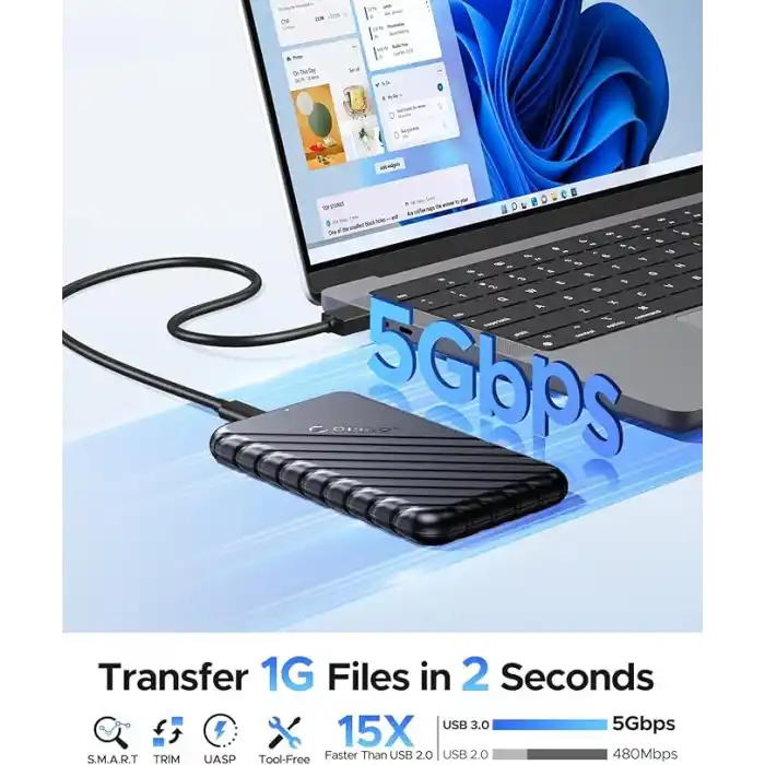 ORICO USB3.0 2.5 inç Hdd 6TB Ssd Harici Slim Harddisk Kutusu,, Siyah