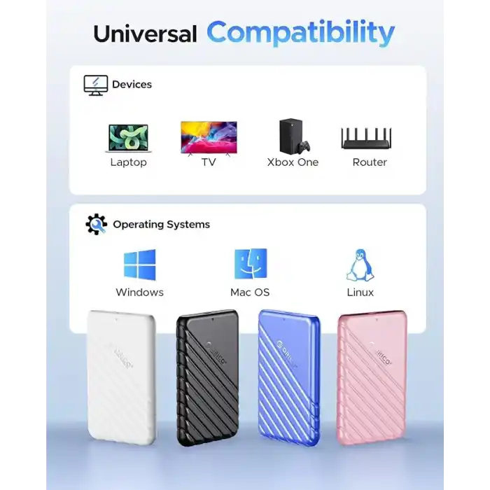 ORICO USB3.0 2.5 inç Hdd 6TB Ssd Harici Slim Harddisk Kutusu,, Siyah