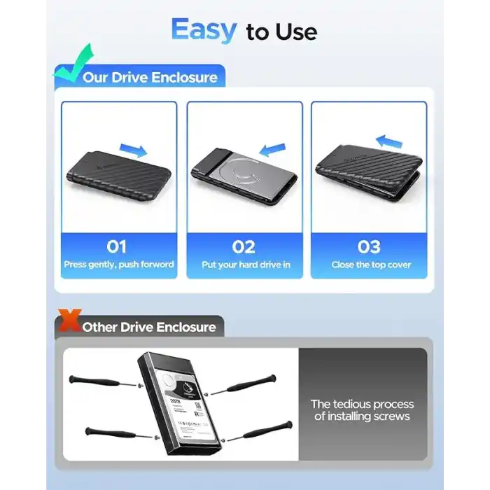 ORICO USB3.0 2.5 inç Hdd 6TB Ssd Harici Slim Harddisk Kutusu,, Siyah