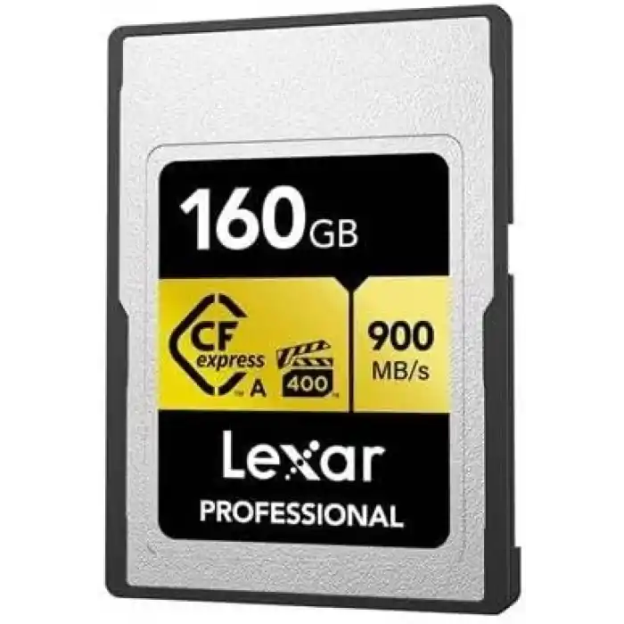 Lexar 160GB Profesyonel CFexpress Tip A Altın Serisi Hafıza Kartı, 900MB/sye Kadar Okuma, Sinema Kalitesi 8K Video, Dereceli VPG 400 (LCAGOLD160G-RNENG)