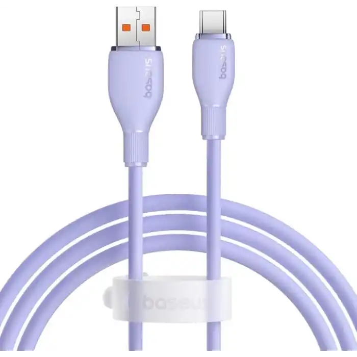Baseus Pudding Hızlı Şarj Özellikli Type-C Kablo 100W, 1.2 Metre, Mor