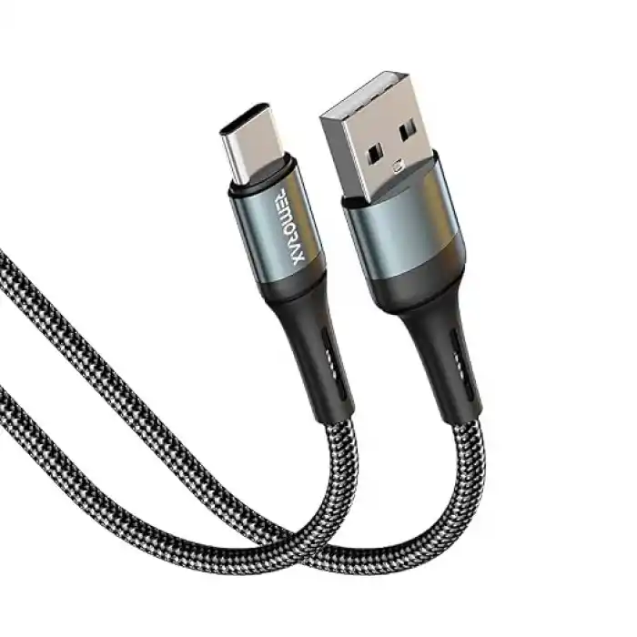 REMORAX Örgülü USB A-C Hızlı Şarj Kablosu, Siyah (100 CM)