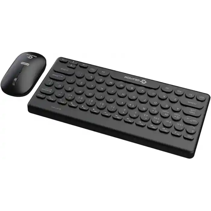Gravion KM-BT37 Kablosuz Klavye Mouse Seti, Bluetooth + USB Dongle 2.4G, 78 Tuş Kompakt, Türkçe Q, PC TV Laptop Tablet Telefon Uyumlu, Siyah