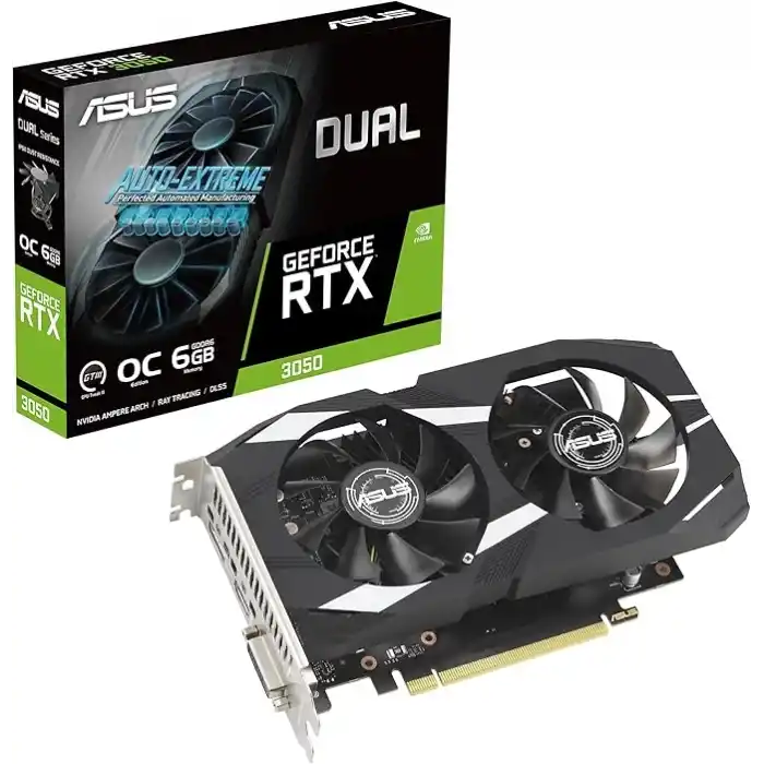 Asus Dual GeForce RTX 3050 OC DUAL-RTX3050-O6G NVIDIA 6GB GDDR6 96Bit DX12 Gaming (Oyuncu) Ekran Kartı