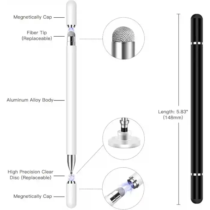 URUCHI Dokunmatik Ekran için Stylus Kalem, Galaxy Tab A9+/A8/A7/A7 Lite için Stylus, iPad pro/iPad 9/8/7/6 için Yüksek Hassasiyetli Kalem, Ful HD Tablet/Tüm Dokunmatik Cihazlar için Yüksek Performans (Siyah)
