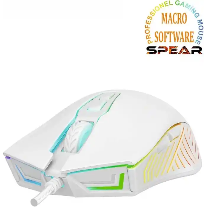 Rampage SMX-G68 SPEAR Full RGB 7200DPI 7D Makrolu Gaming Oyuncu Mouse (Beyaz)