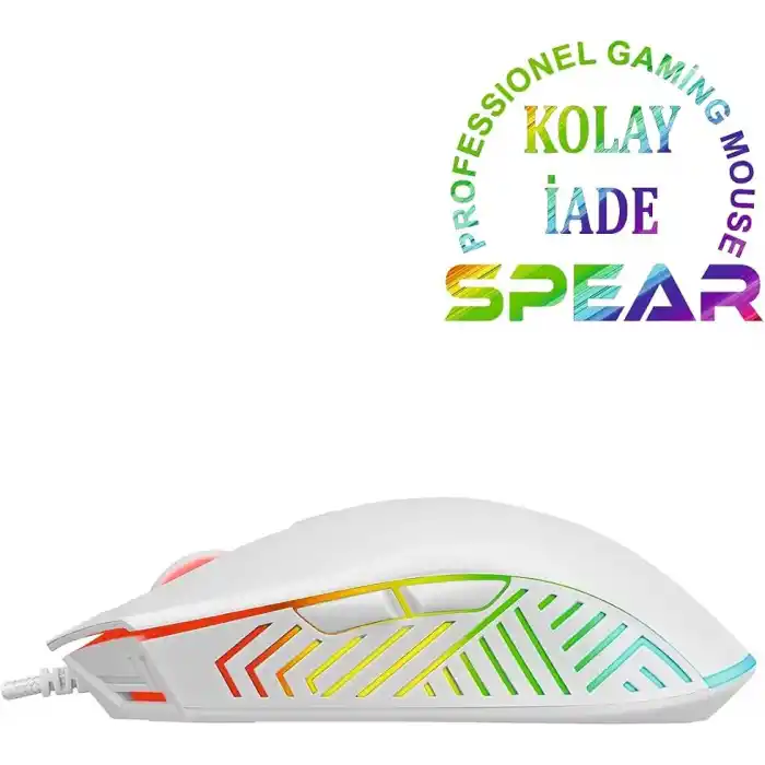 Rampage SMX-G68 SPEAR Full RGB 7200DPI 7D Makrolu Gaming Oyuncu Mouse (Beyaz)