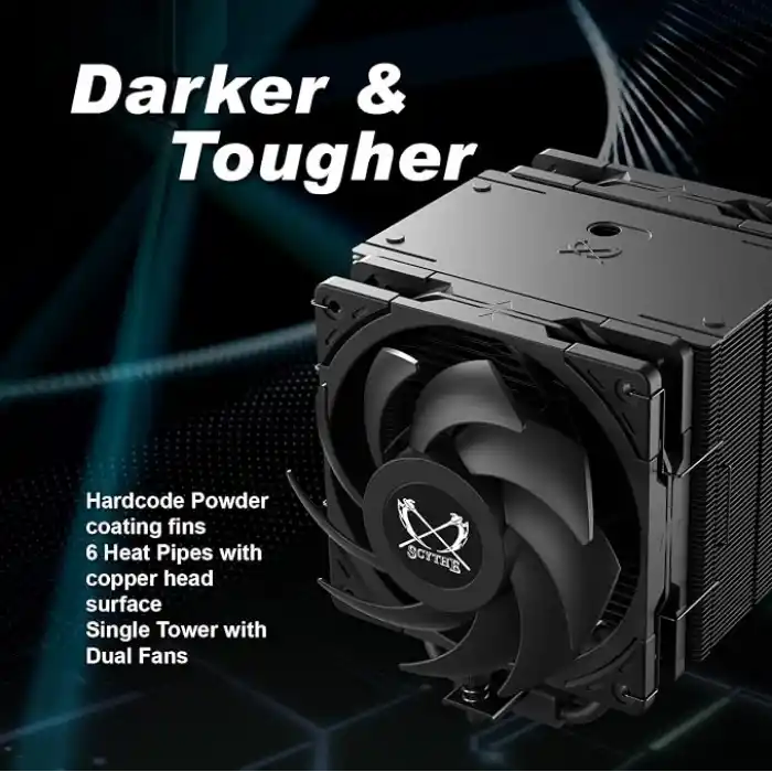 Scythe Mugen 6 Dual Fan Black Edition CPU Hava Soğutucu, Intel LGA1700, LGA1151, AMD AM5, AM4 Desteği, 120mm, Tek Kule, Alüminyum Üst Kapak (Mugen 6 Dual Fan Black Edition)